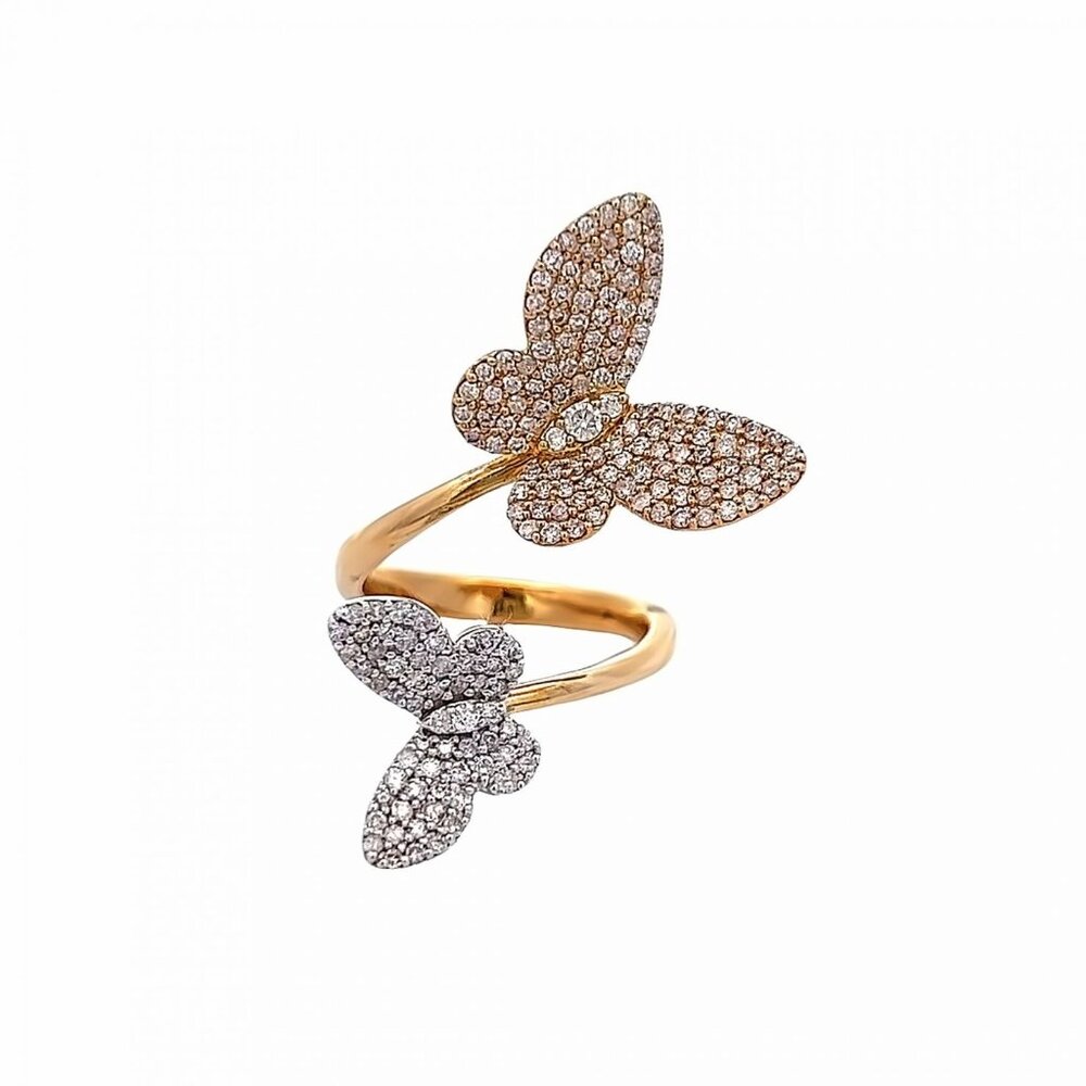 Butterfly Bloom 18K White Gold Dual Tone Ring
